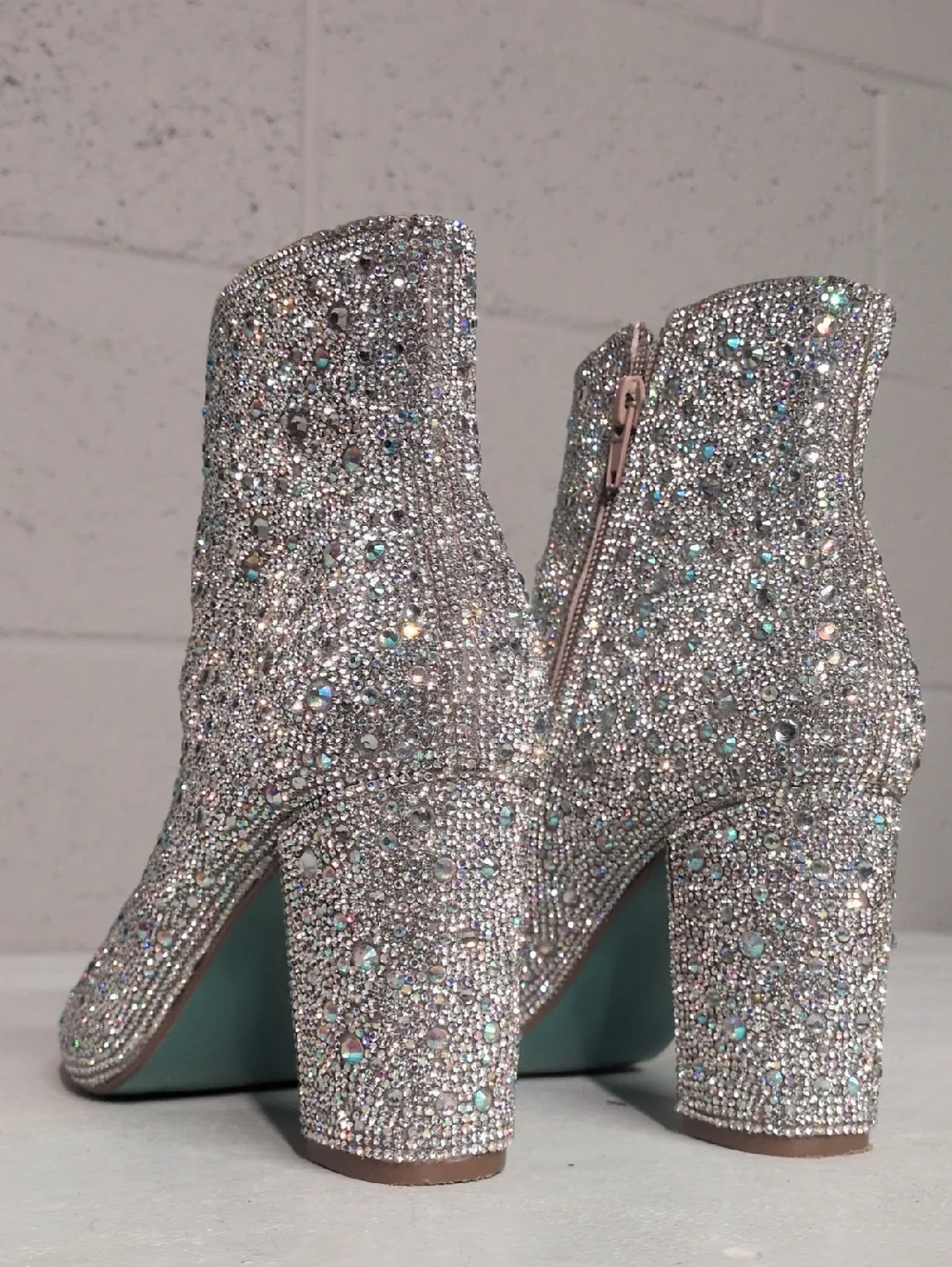 Blue By Betsey Johnson Rhinestone Encrusted Heeled Ankle Booties Size 7.5 - Picture 15 of 16